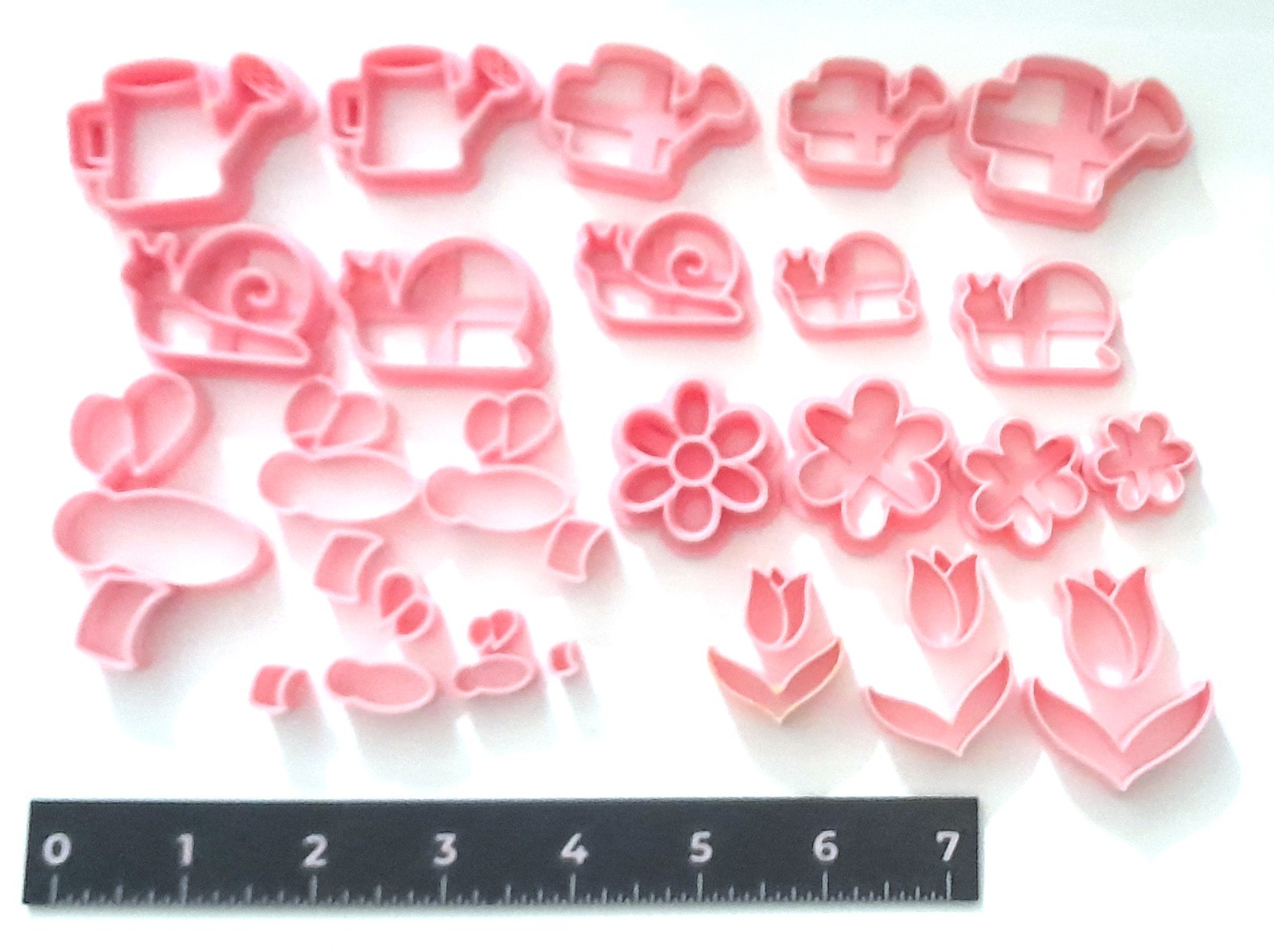 Polymer Clay Cutter Set Lot of 35 pcs Spring Flower Bee Tulip Snail Watering Can