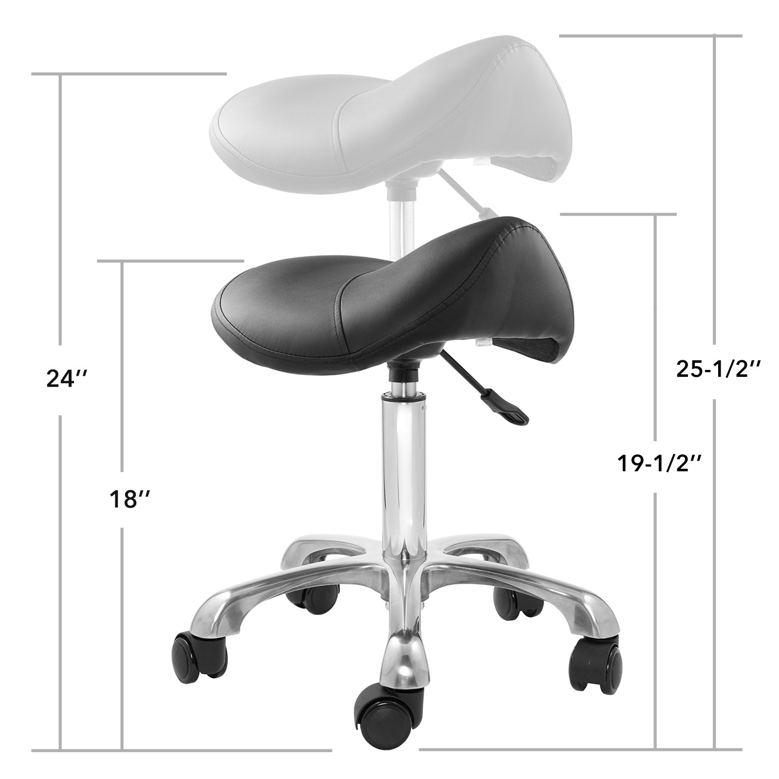 OPEN BOX - Hydraulic Adjustable Rolling Spa Saddle Stool in Black