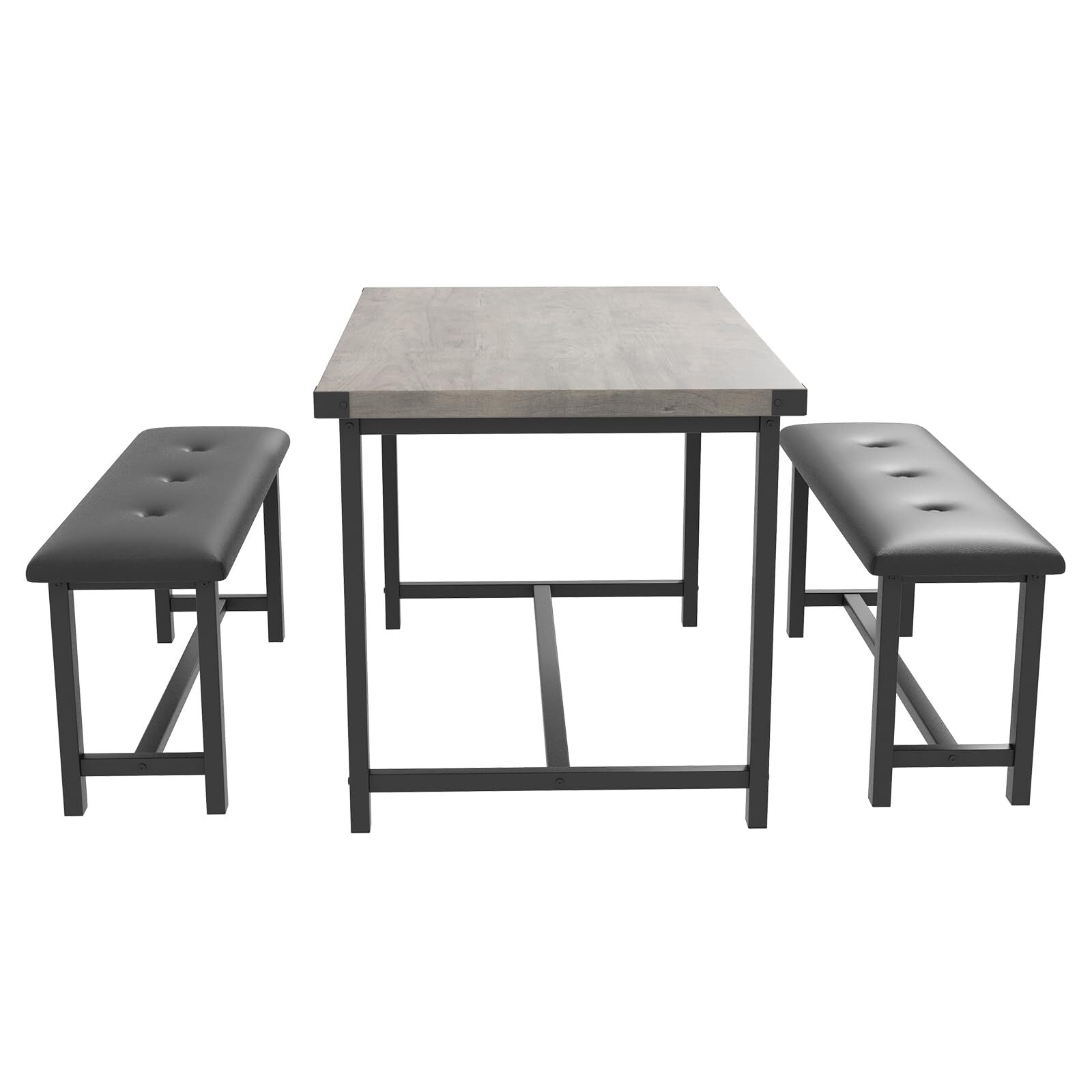 📶Kitchen Table Set with 2 Benches Rectangular Dining Table for 4 Upholstered