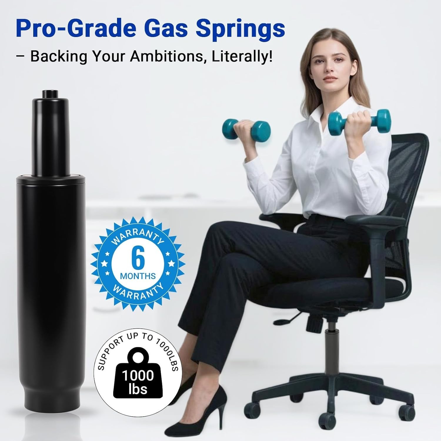 Heavy Duty Office Chair Hydraulic Cylinder 8.4-10.9 Inches, 2.4'' Stroke, 100...