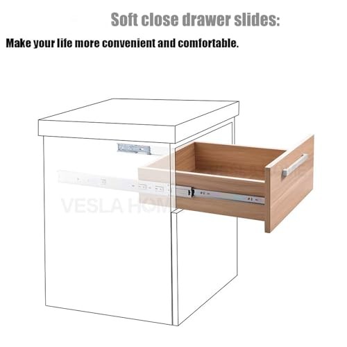 Soft Close Drawer Slidess, Side Mount Metal Ball Bearing Full 18 Inch 1 Pair