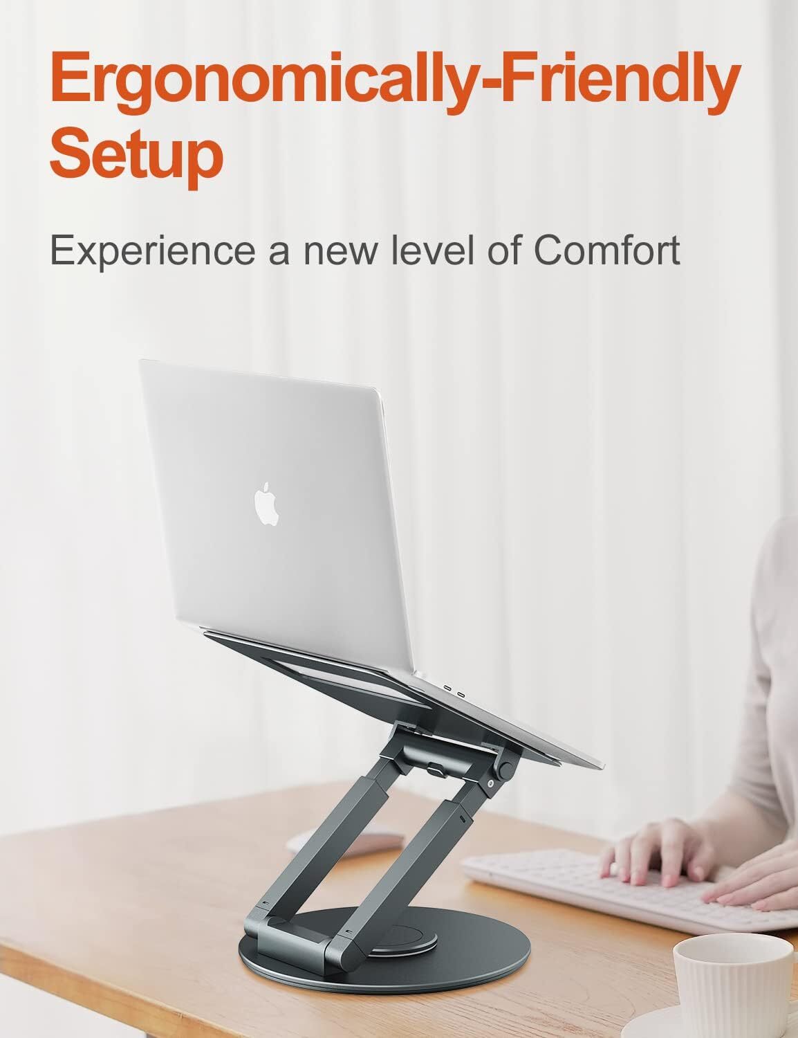 Desktop Retractable Laptop Stand with 360° Swivel Base - Gray