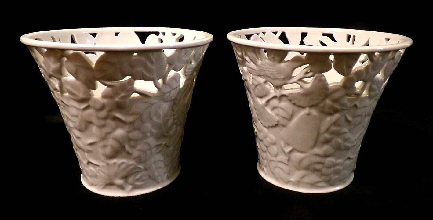 2 PC SET of PACIFIC RIM IMPORT CORP. GLAZED CERAMIC PLANTER POTS