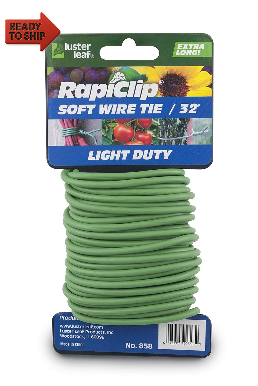 858 Rapiclip Soft Wire Tie Light Duty, 32 Feet, Green