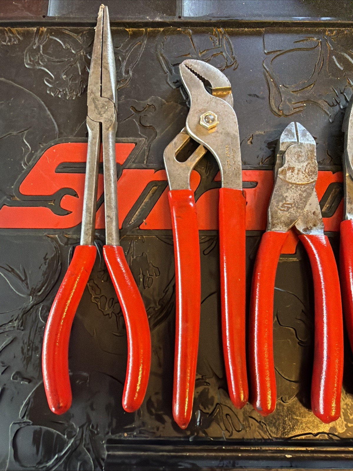Snap On 6pc Pliers Set Red Side Cuts Needle Nose Pliers Extra Long