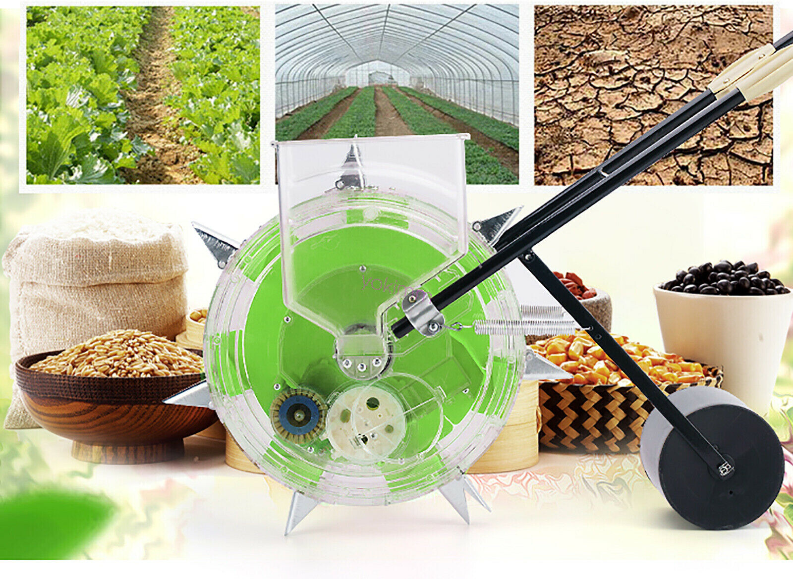 Hand-push Roller Seeder Peanut Corn Fertilizer Applicator Manual Seeding Tool US