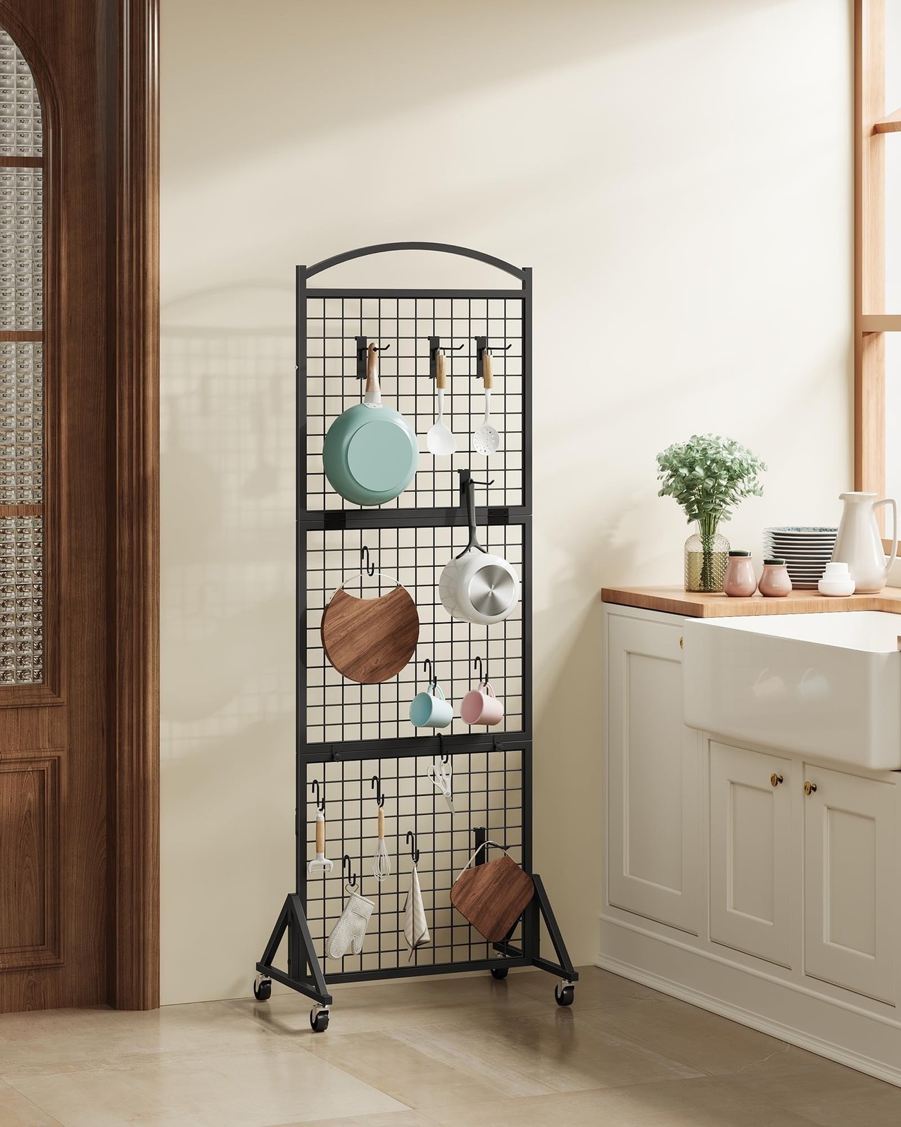 Foldable Grid Wall Panel 1.9' x 5.6' FT, Movable Gridwall Display Rack, Wire ...