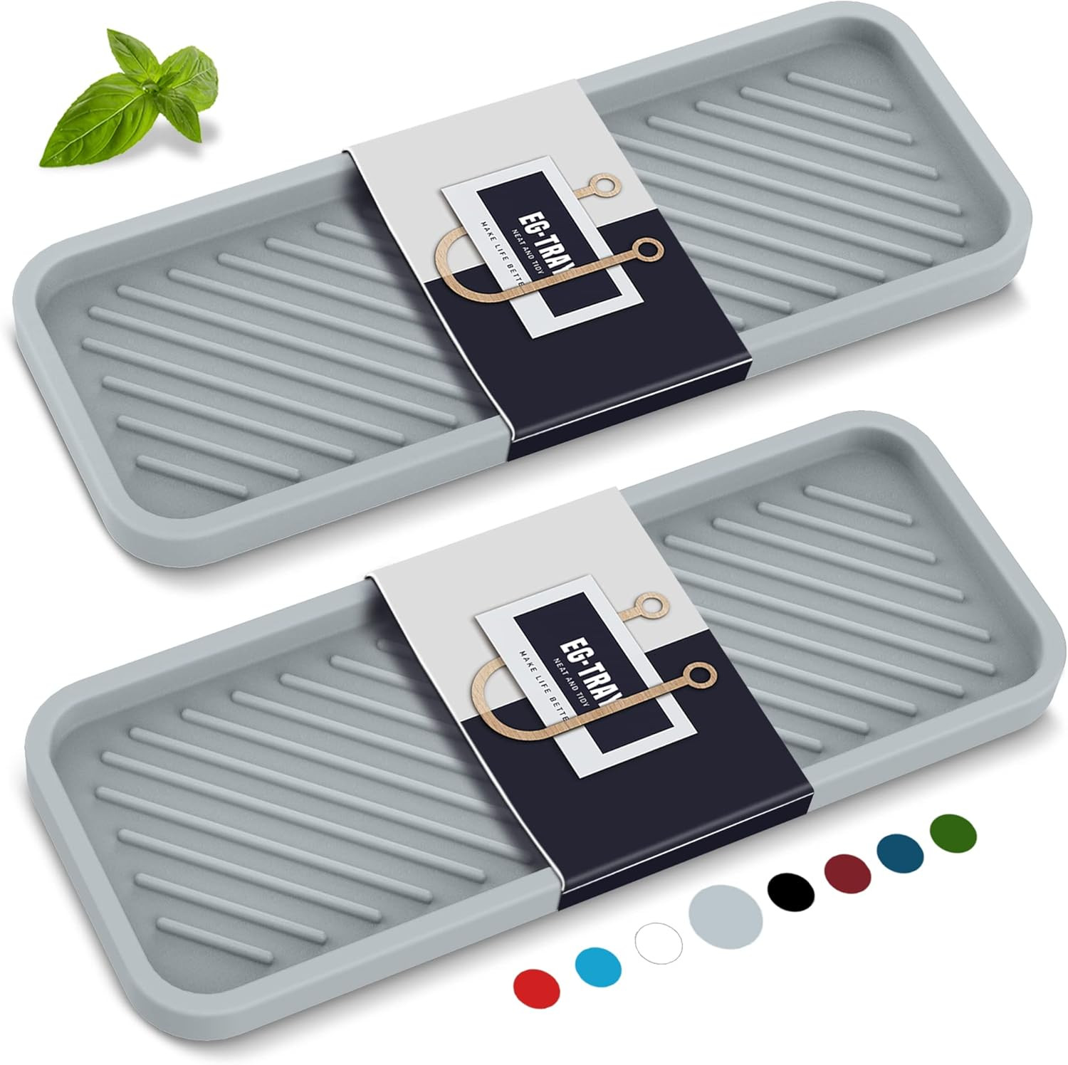Kitchen Sink Organizer Tray,2 Pack Silicone Sponge Holder for Sink Bathroom | Si