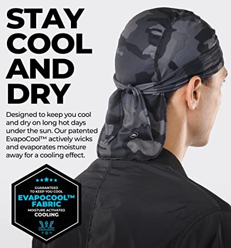 Men's Do Rag Skull Cap Under Helmet Cooling Liner Head Wrap for Motorcycle