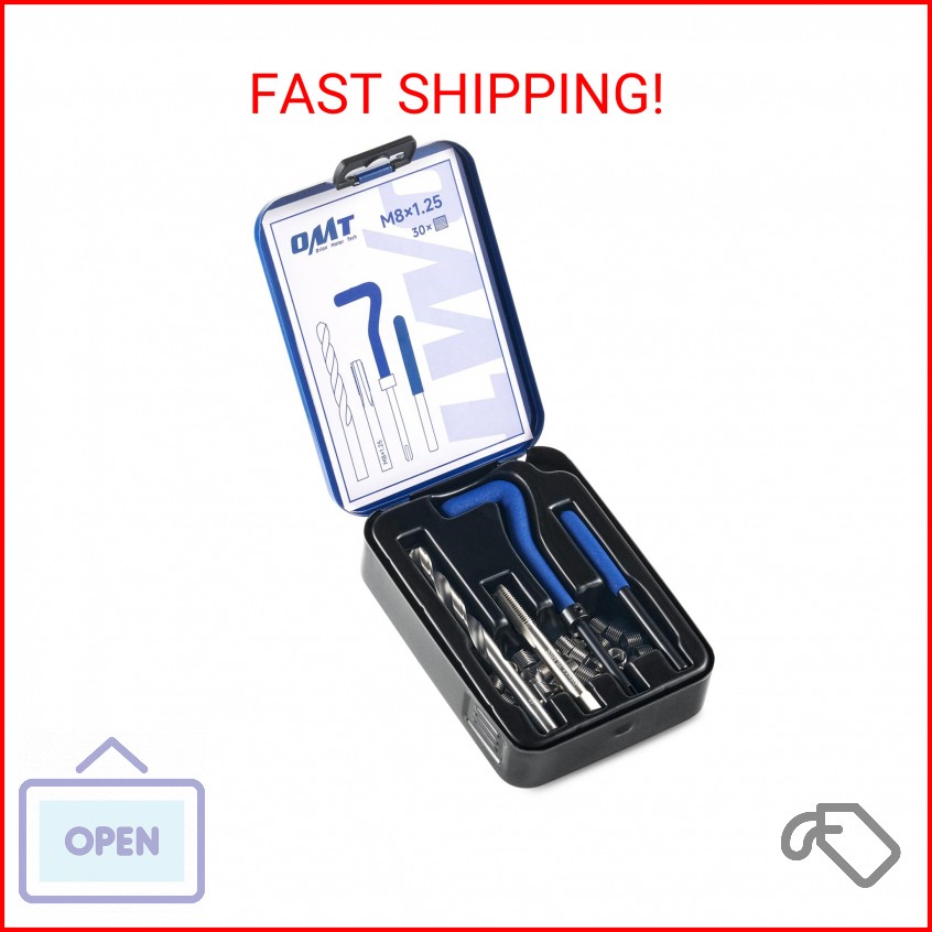 Orion Motor Tech Thread Repair Kit, M8x1.25 Thread Repair Tool with HSS Drill Bi