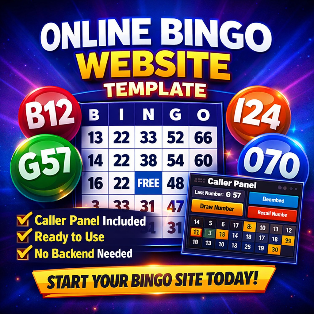 Online Bingo Website Template | Bingo Game Script + Caller Panel USA