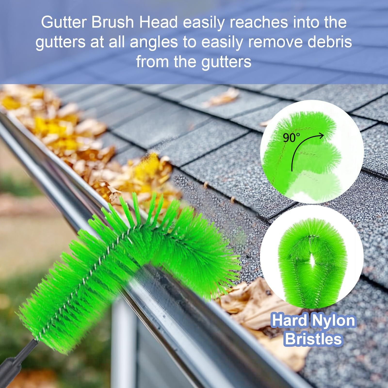 LrqzHsyl Gutter Cleaning Tools from Ground - 10.5FT Long Adjustable Green