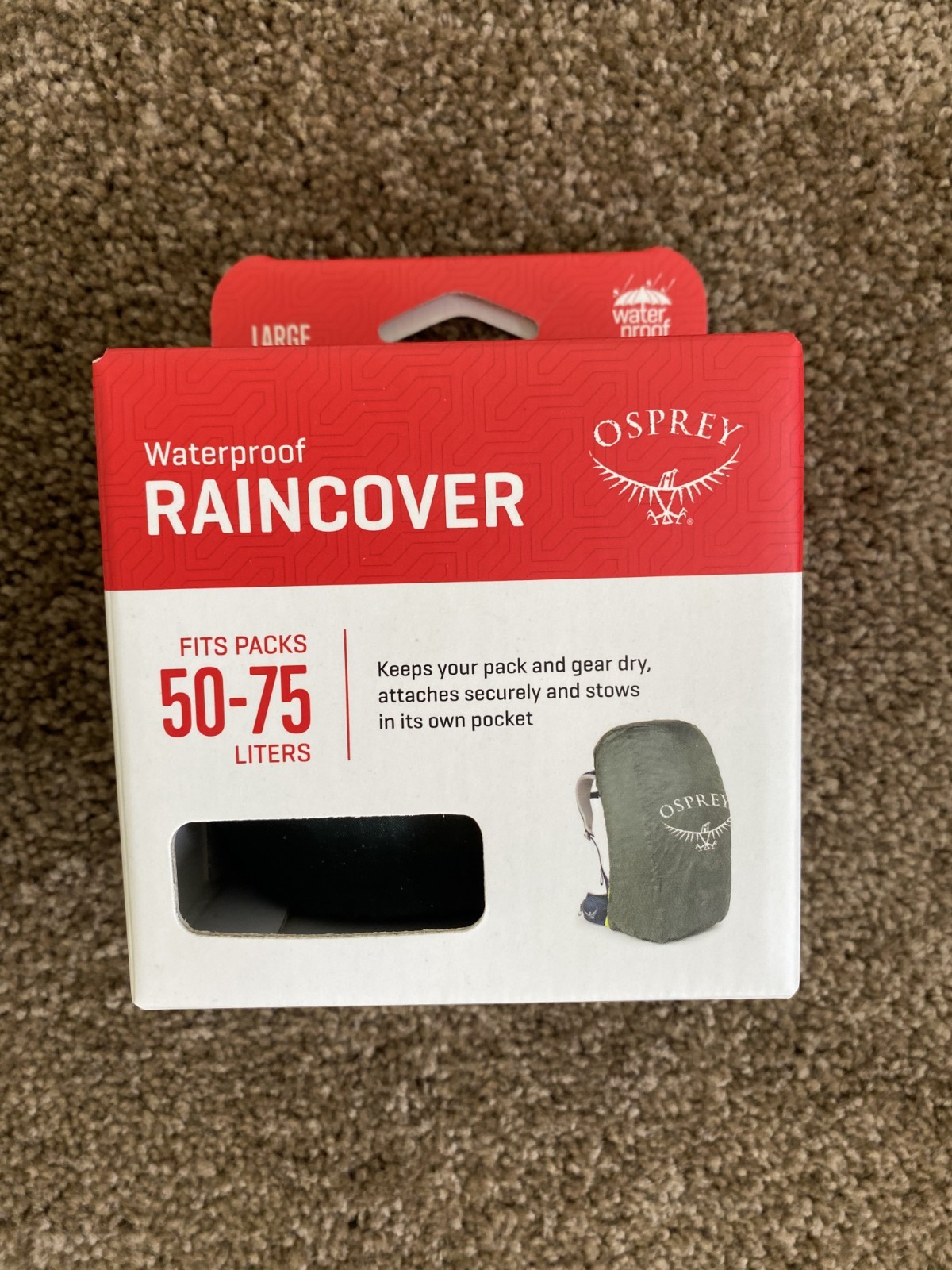 Osprey Ultralight Large Shadow Gray Waterproof Rain Cover Fit Pack 50-75 Litters