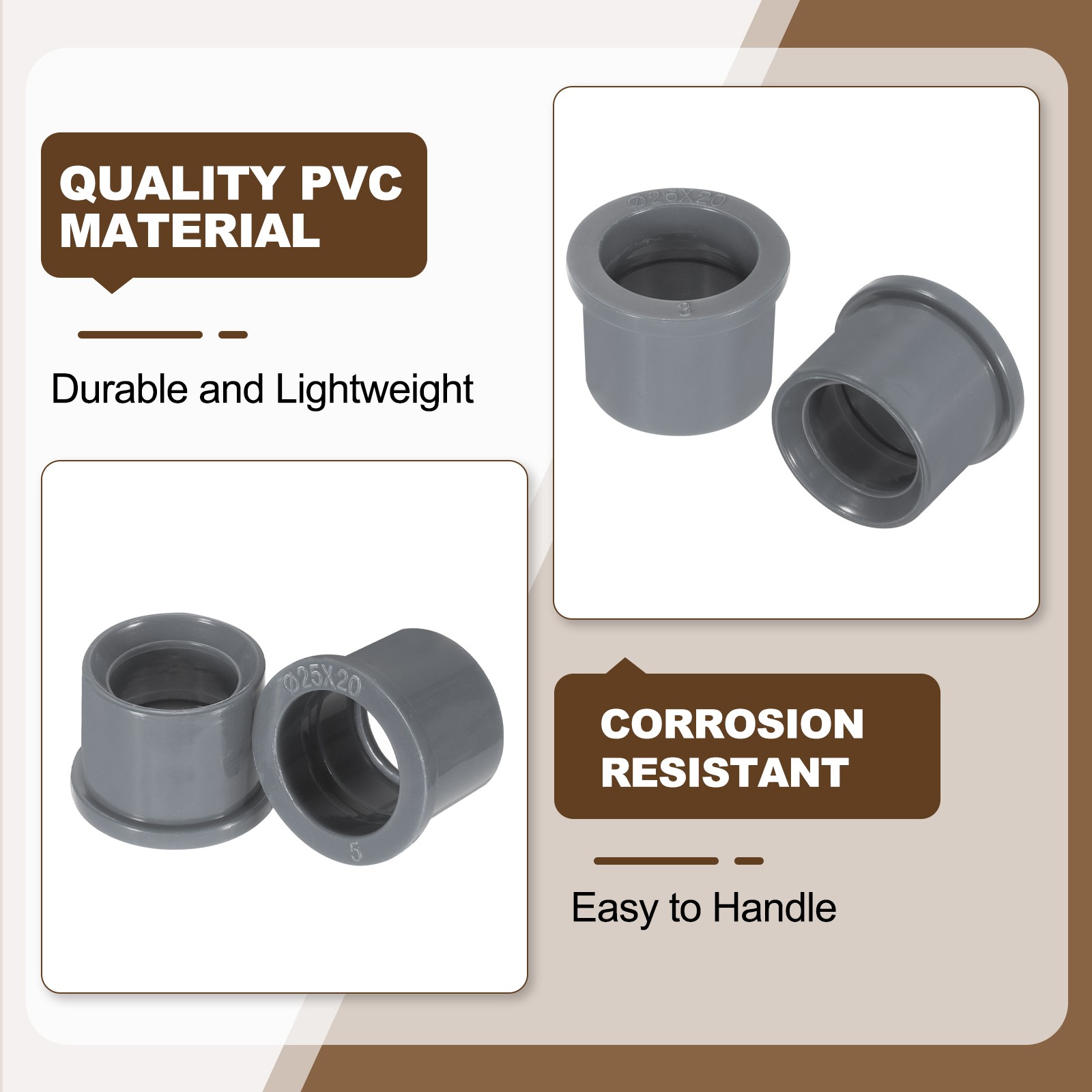 10Pcs DWV Reducer Bushing 3/4" x 1/2" Socket x Socket Connector Grey
