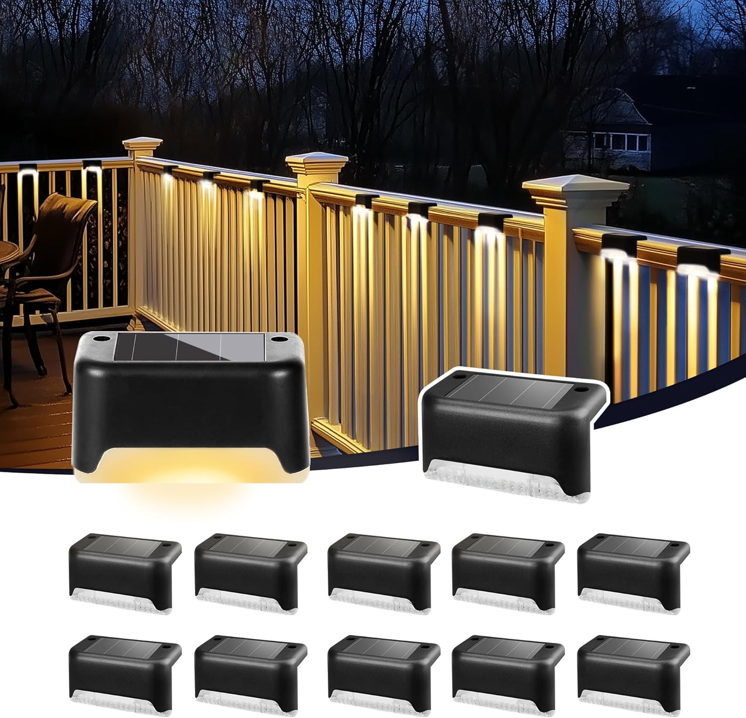 Solar Deck Lights Outdoor, Solar Step Lights Waterproof Led Lights for Outdoor S