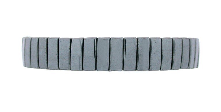 NATURAL HEMATITE CUSTOM MADE GEMSTONE STEEL BAND 7 INCH STRETCH BRACELET SB70