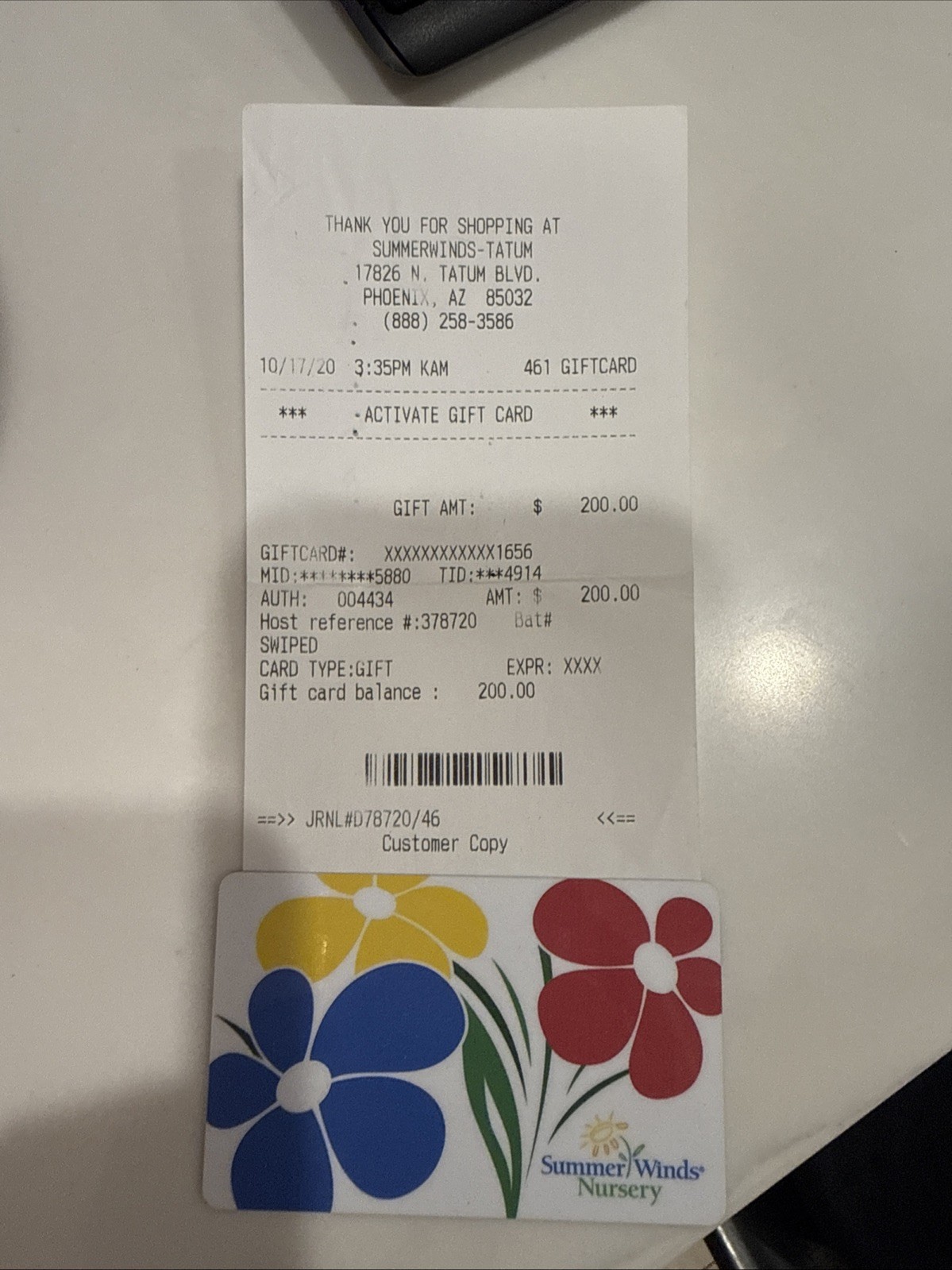 Summer Winds Nursery $200 Gift Card
