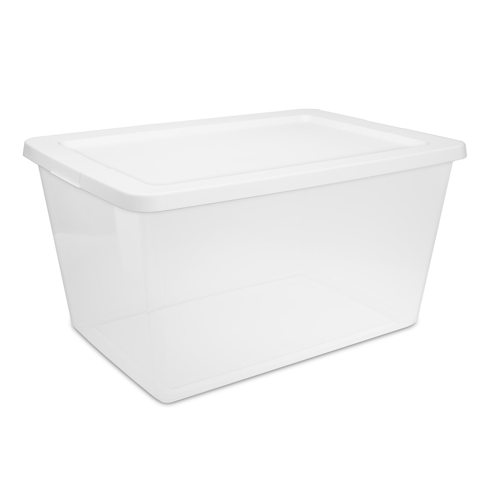 58 Quart Medium Storage Bin, Clear Plastic Storage Container with Snap-On Lid