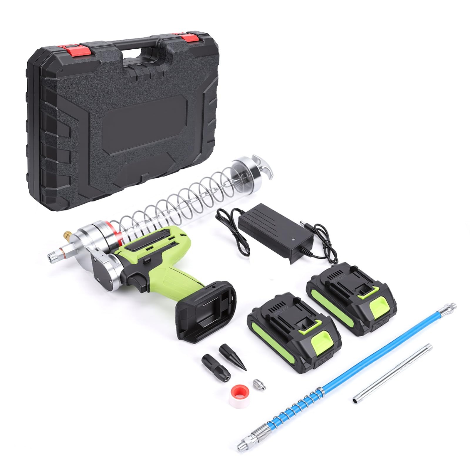 WODHMIEY Cordless Grease Gun 8000PSI with Clear Visible Tube, Automatic High ...