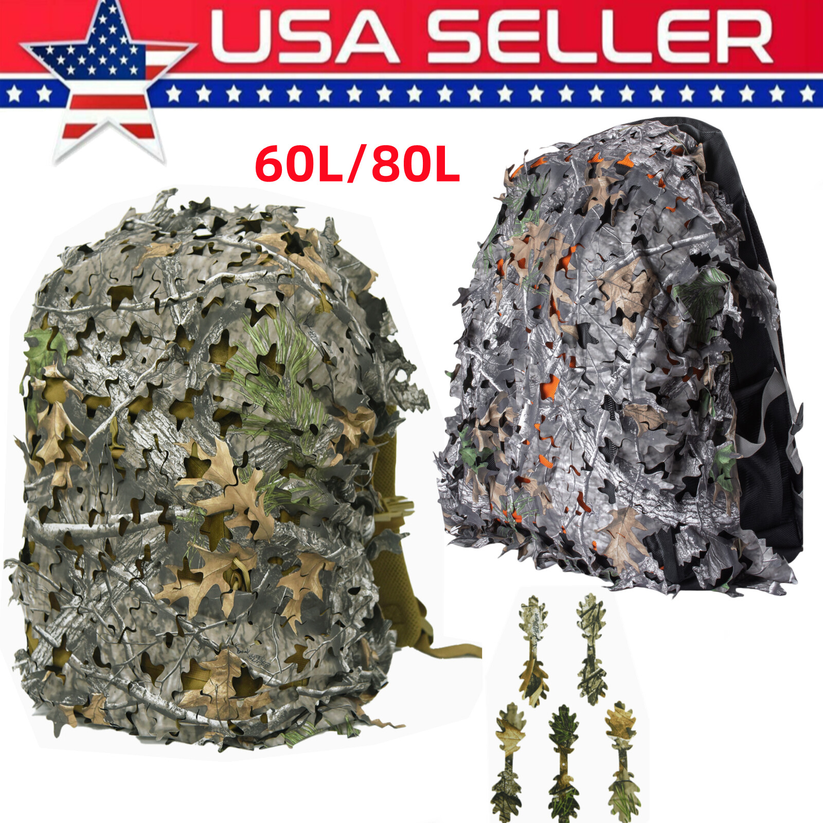 60L/80L Desert Camouflage Woodland Military Camo Cover Hunting Camping Bag Cover