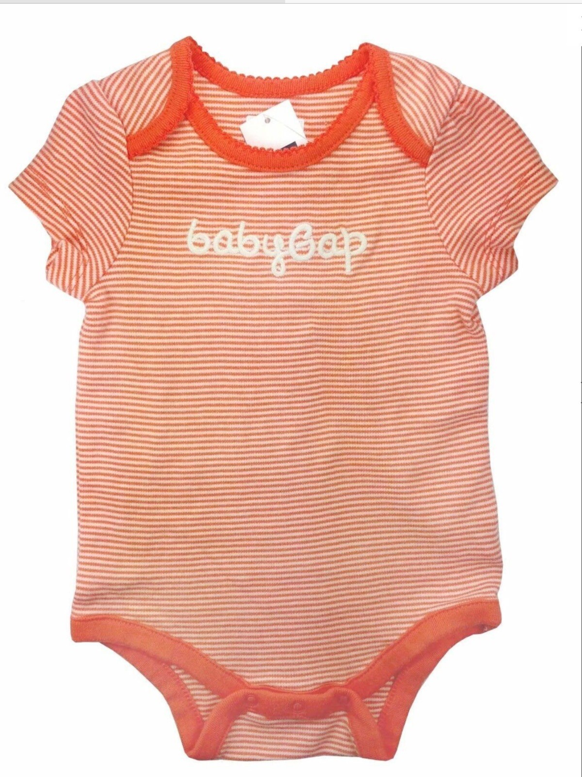GAP Baby Girls Bodysuit Vest VGC Age 0-3 Months Jersey Cotton Coral Striped