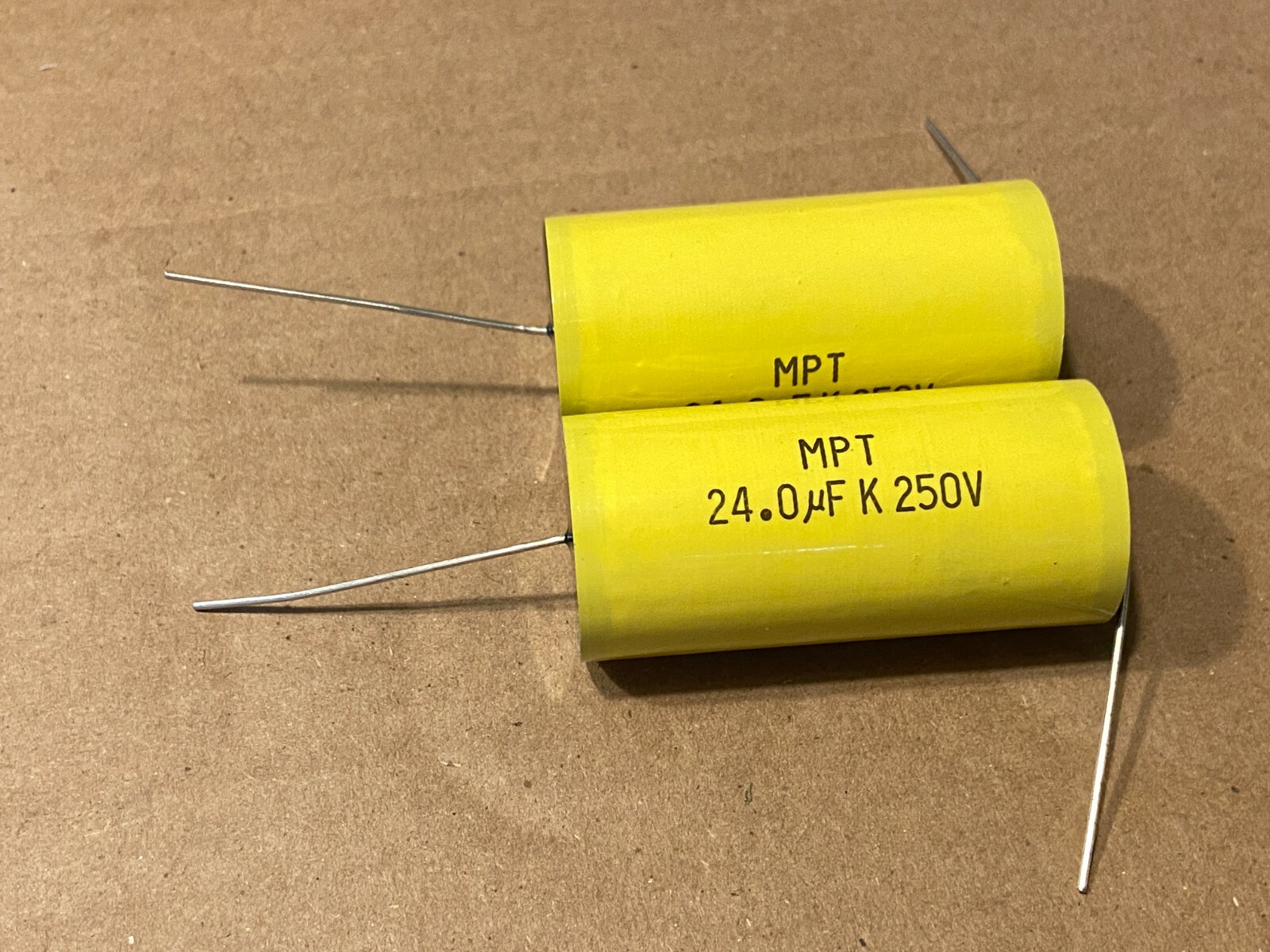2 New 24 uF 250V Supertech MPT Film Audio Signal Crossover Capacitors (Qty)