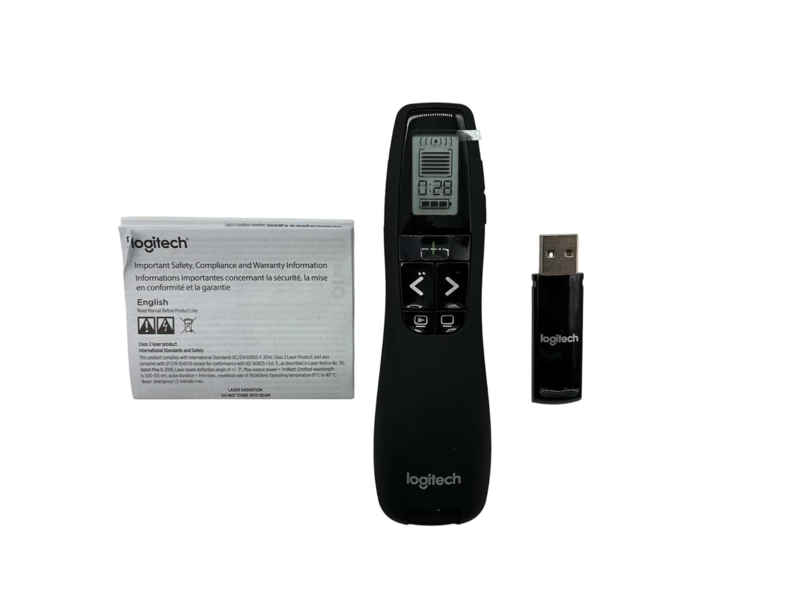 Logitech Wireless Presenter R800, PowerPoint Clicker with Green Laser Pointer