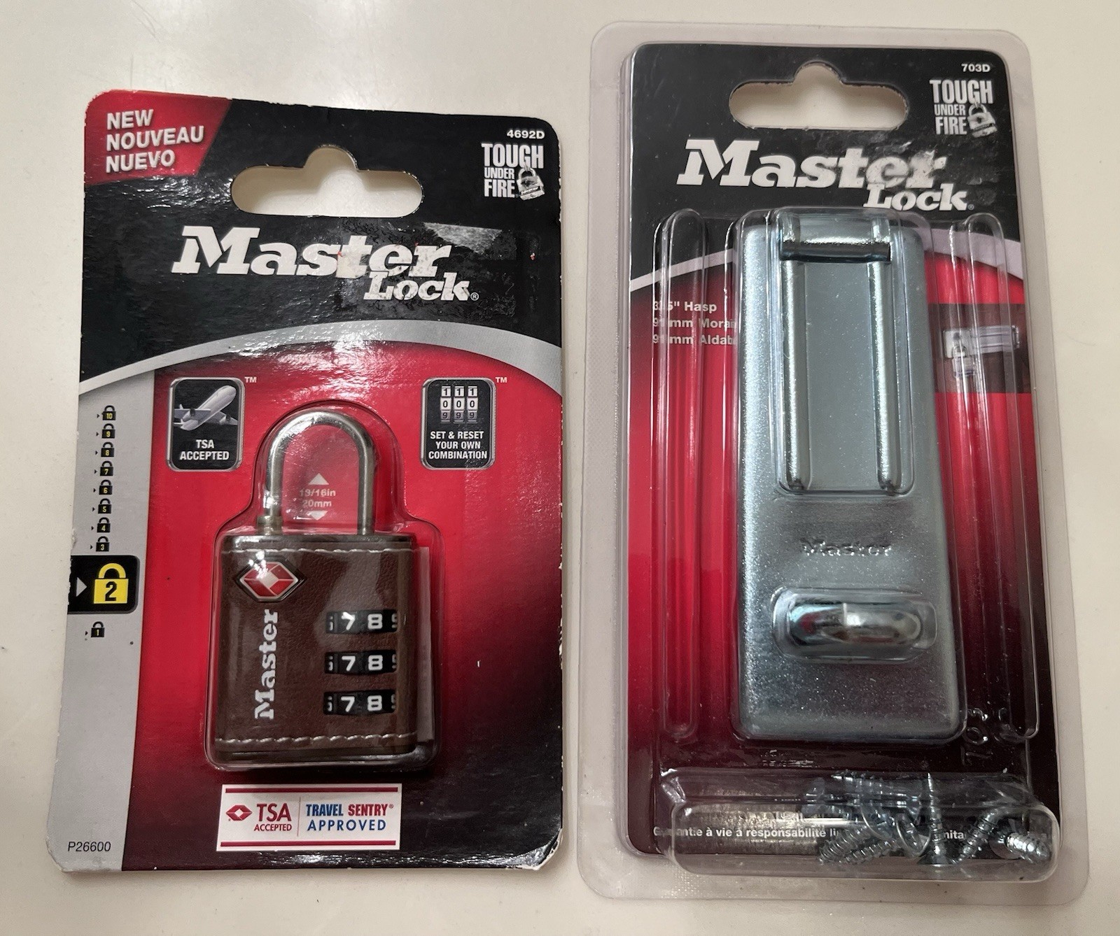 NEW (1) Master Lock Padlock (4692D) and NEW (1) Master Lock 3.5” Hasp (703D)
