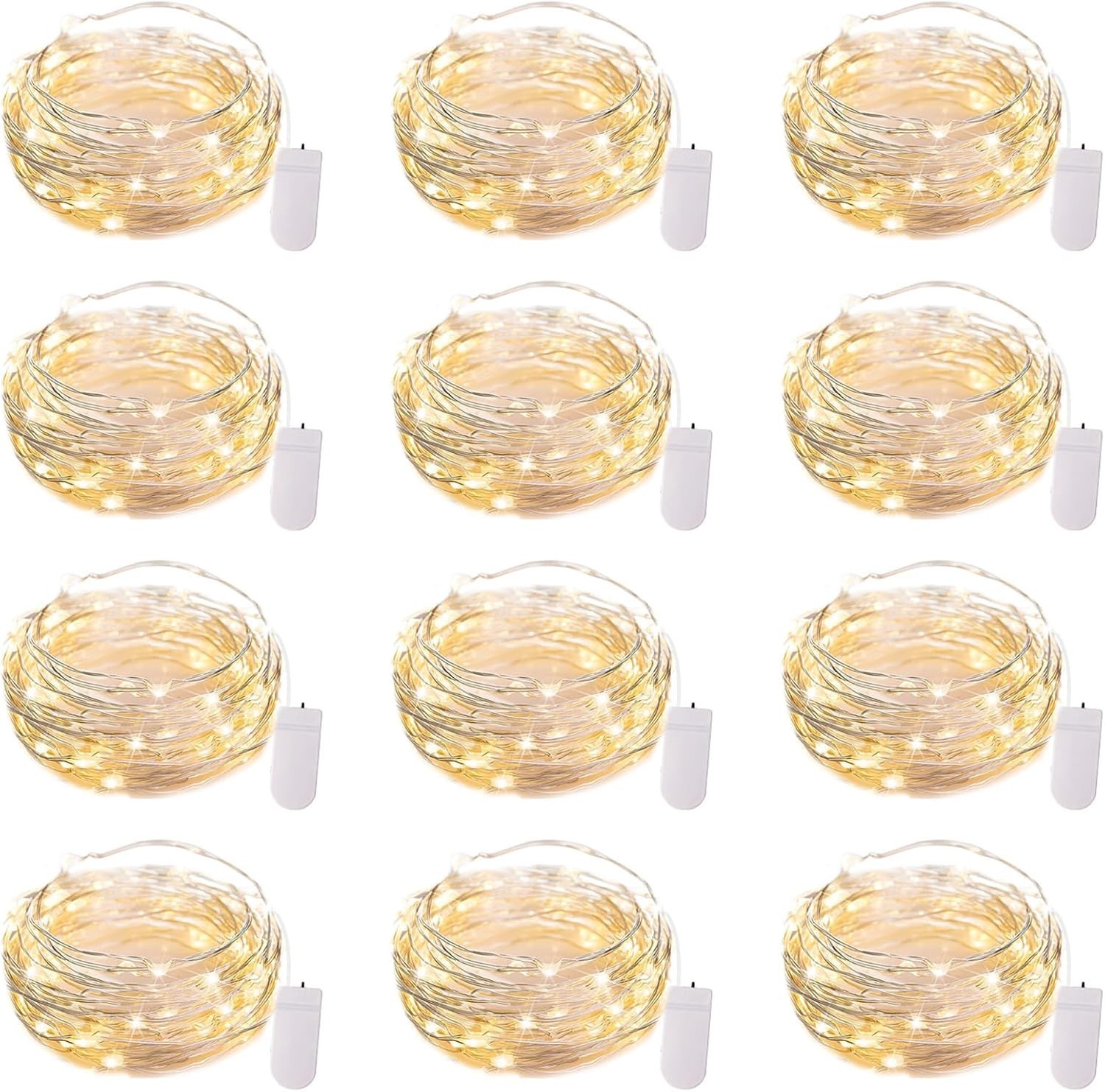 12 Pack LED Fairy Lights Battery Operated String Lights - 7Ft 20LED Waterproof S