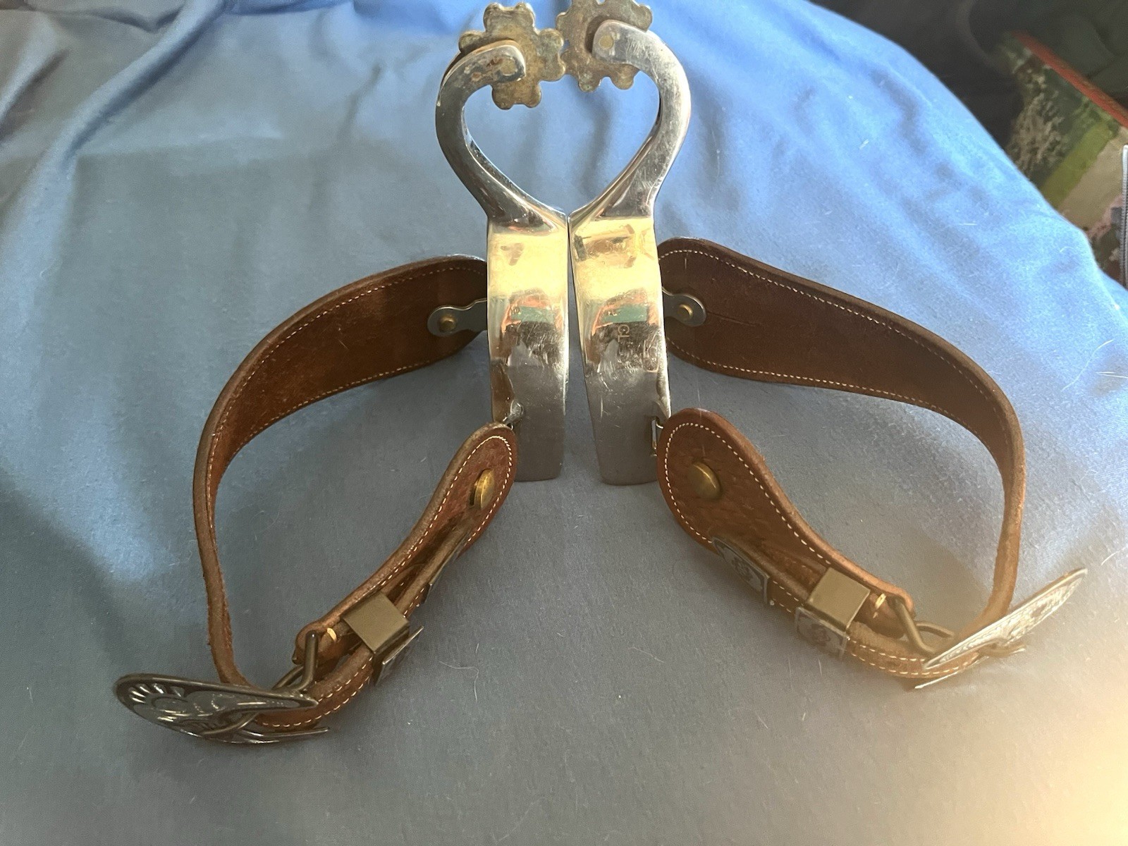 Youth Ladies Small Western Stainless Steel Spurs Marked CL Cloverleaf Rowels