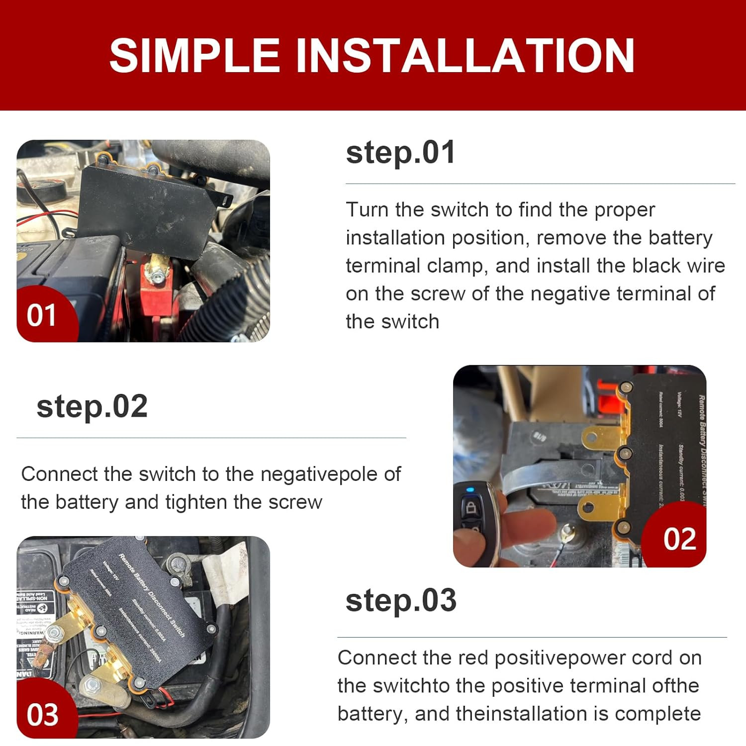 500A Smart Remote Battery Disconnect Switch 12V - Quick Kill Switch for Car, Ant
