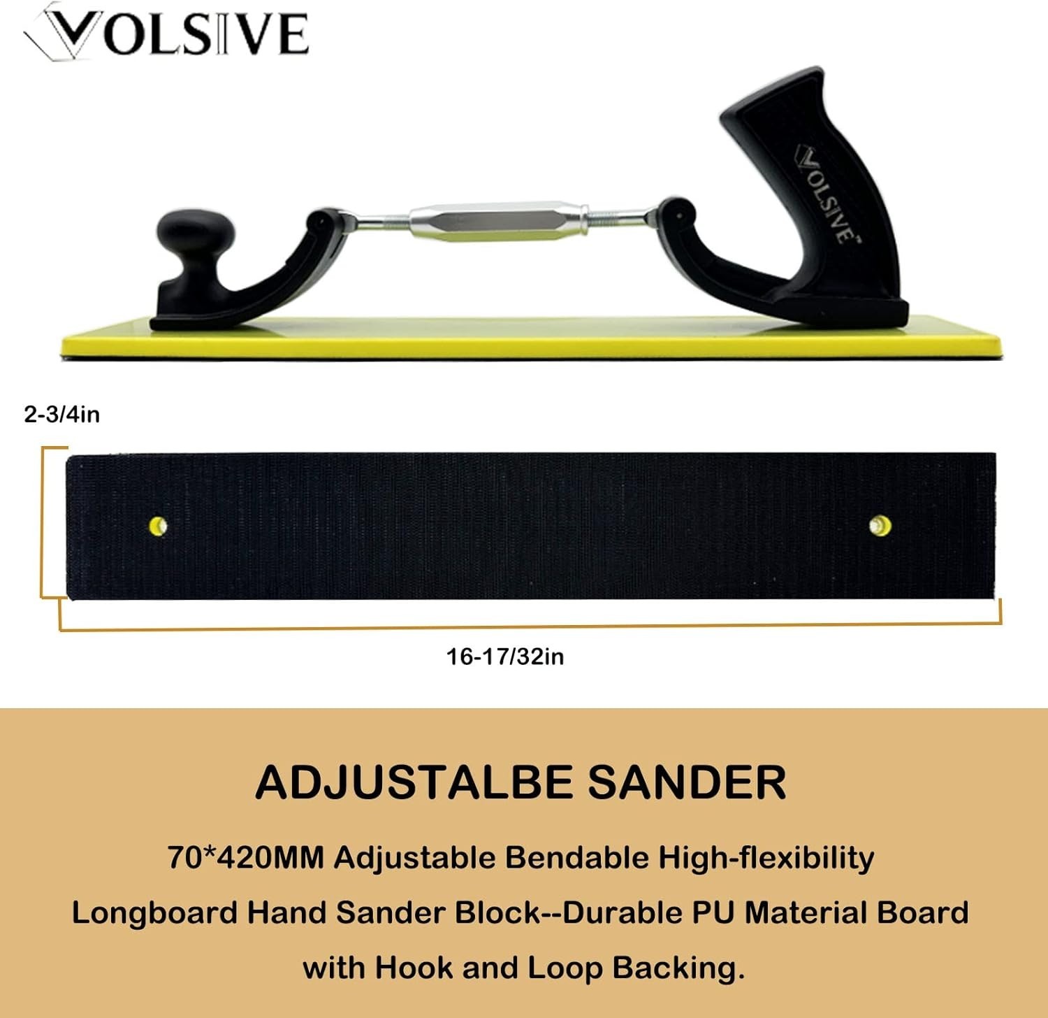 Adjustable 7x42cm Ergonomic Hand Sanding Block for Versatile DIY Projects