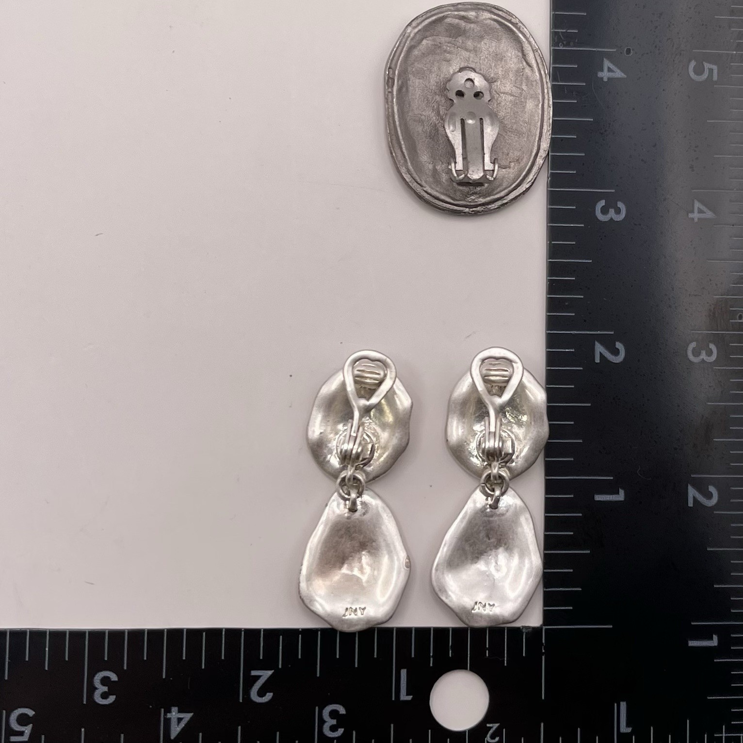 Vintage Brutalist Earrings Lot Of 2 Pair