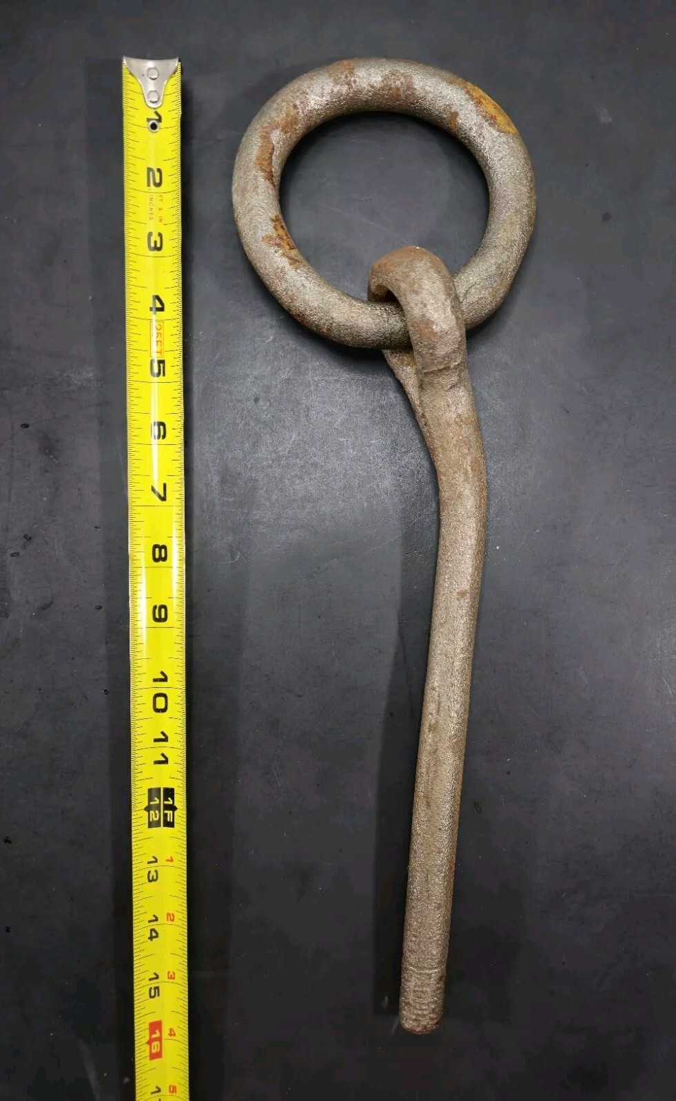 Antique Horse Hitching Post Stable Tie Tether Ring Anchor Threaded Bolt 15.5"L