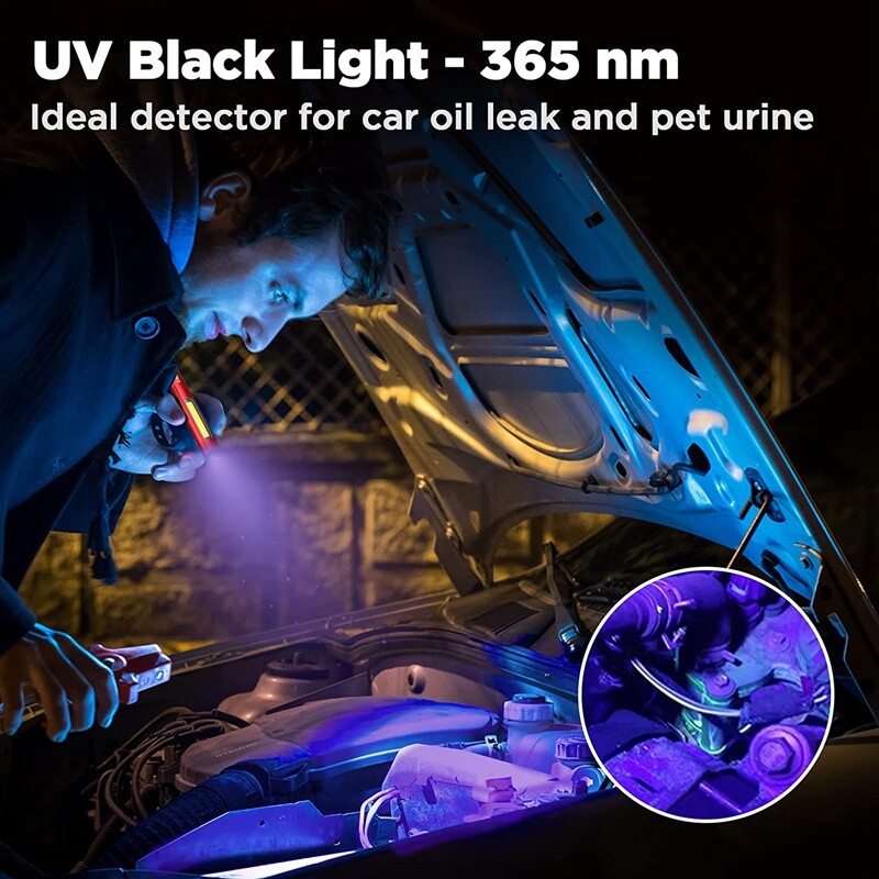 WORKPRO USB Rechargable LED Flashlight UV Black Light 450 Lumen Pocket Pen Light