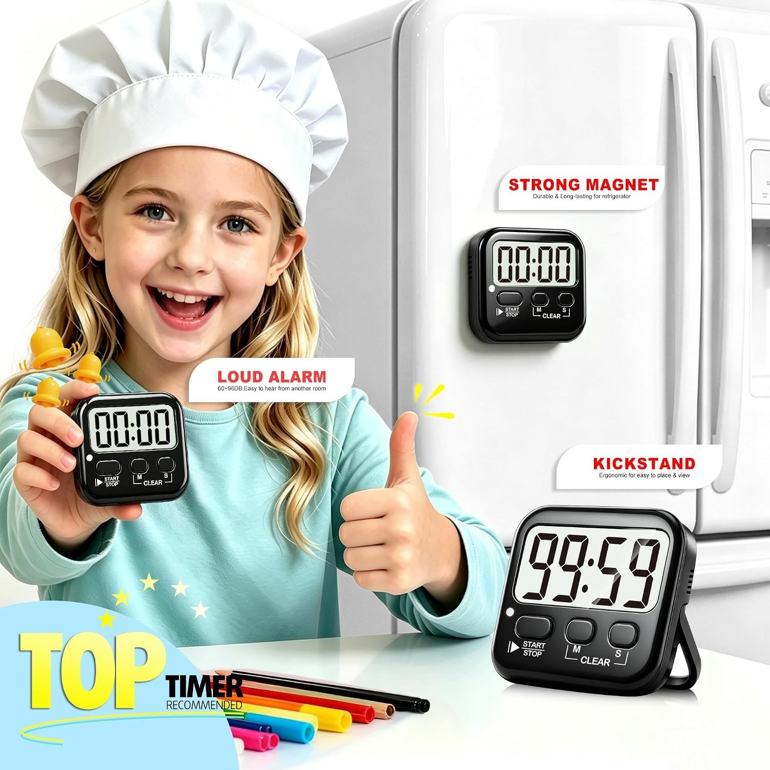 Versatile 2 Pack Countdown Timers - Perfect for Cooking, Study, and Exercise