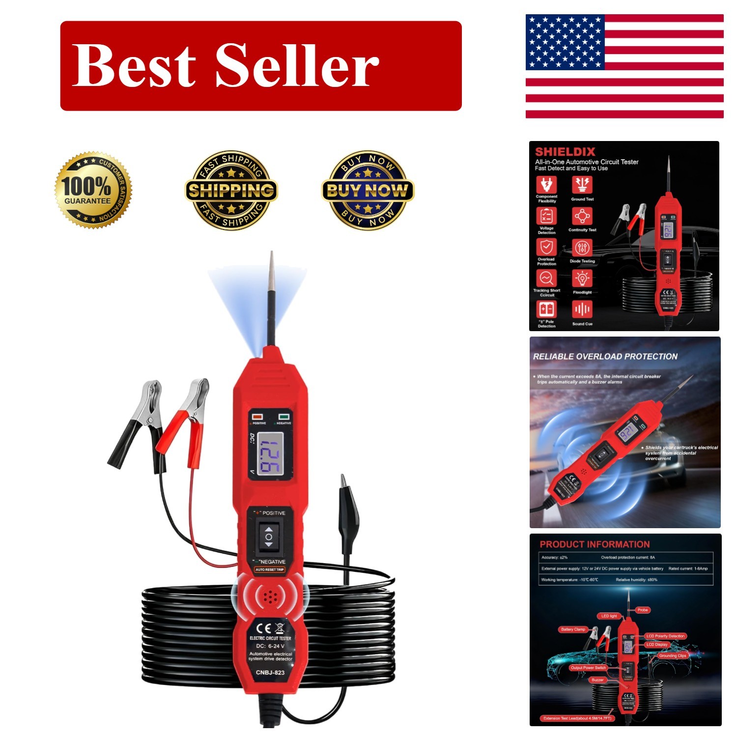 Ancel PB100 Circuit Tester Probe Electrical System Car Diagnostic Tool 12V 24V