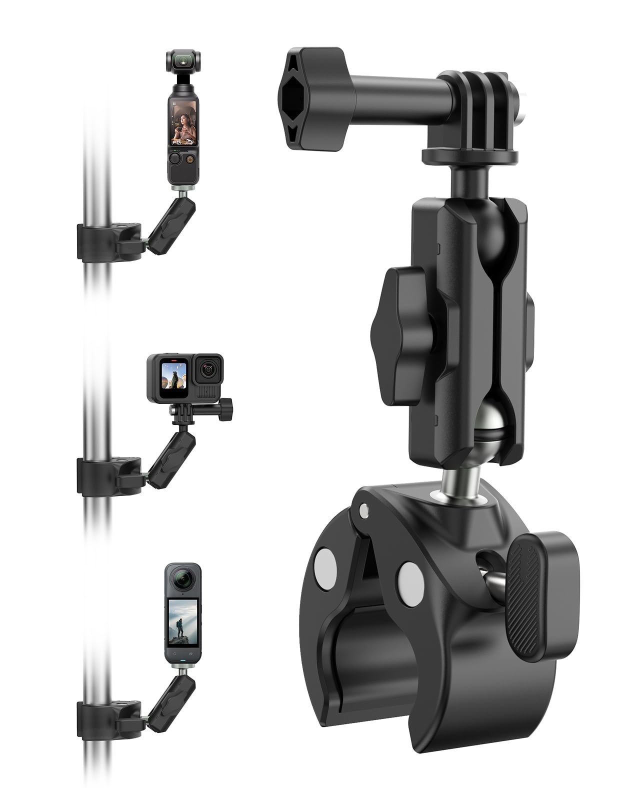 Motorcycle Bike Mount Strong Plastic+Aluminum, Plastic Clamp+2 Adapter