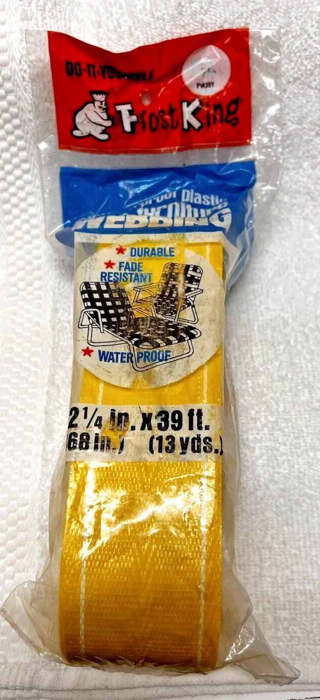 Vintage Frost King Lawn Furniture Re-Webbing MIP Yellow-White 2 1/4"  x 39' B