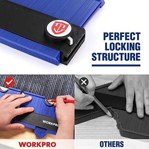 WORKPRO Connectable Contour Gauge (10+10 Inch), Profile Duplicator with Lock,...
