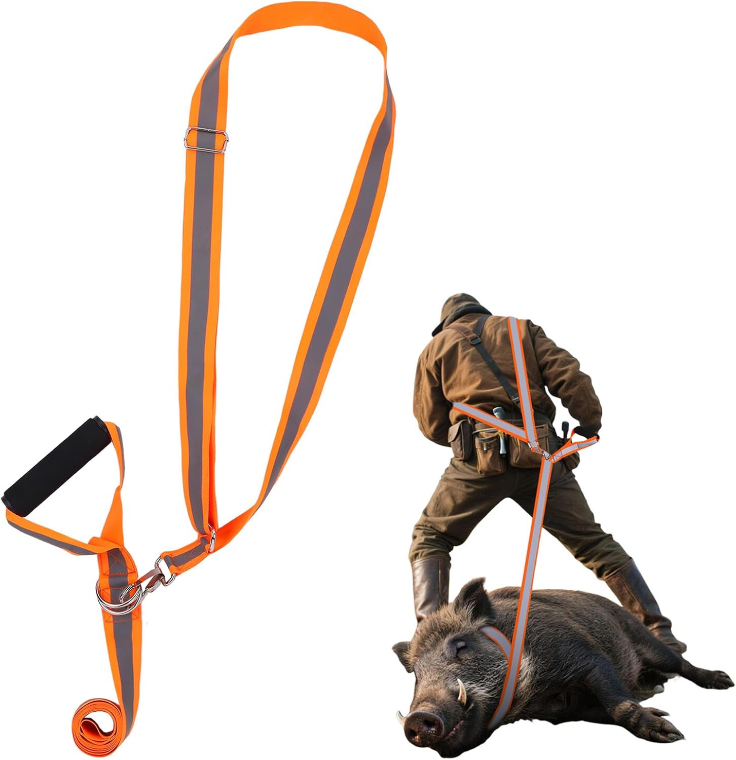 Deer Drag Harness Hunting Accessories, Heavy Duty Deer Drag Strap with Reflec...
