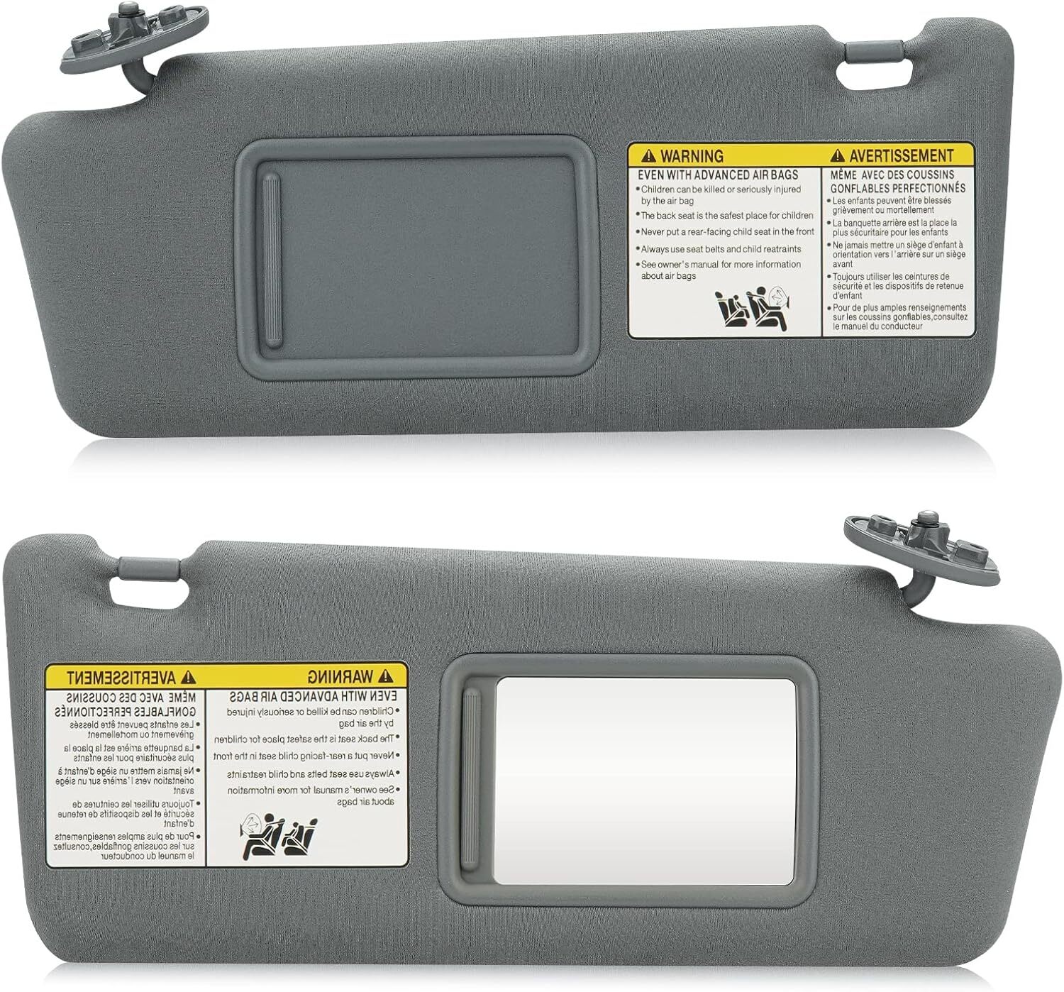 2005-2015 For Toyota Tacoma Sun Visor LH Driver & RH Passenger Side Gray 1 Pair