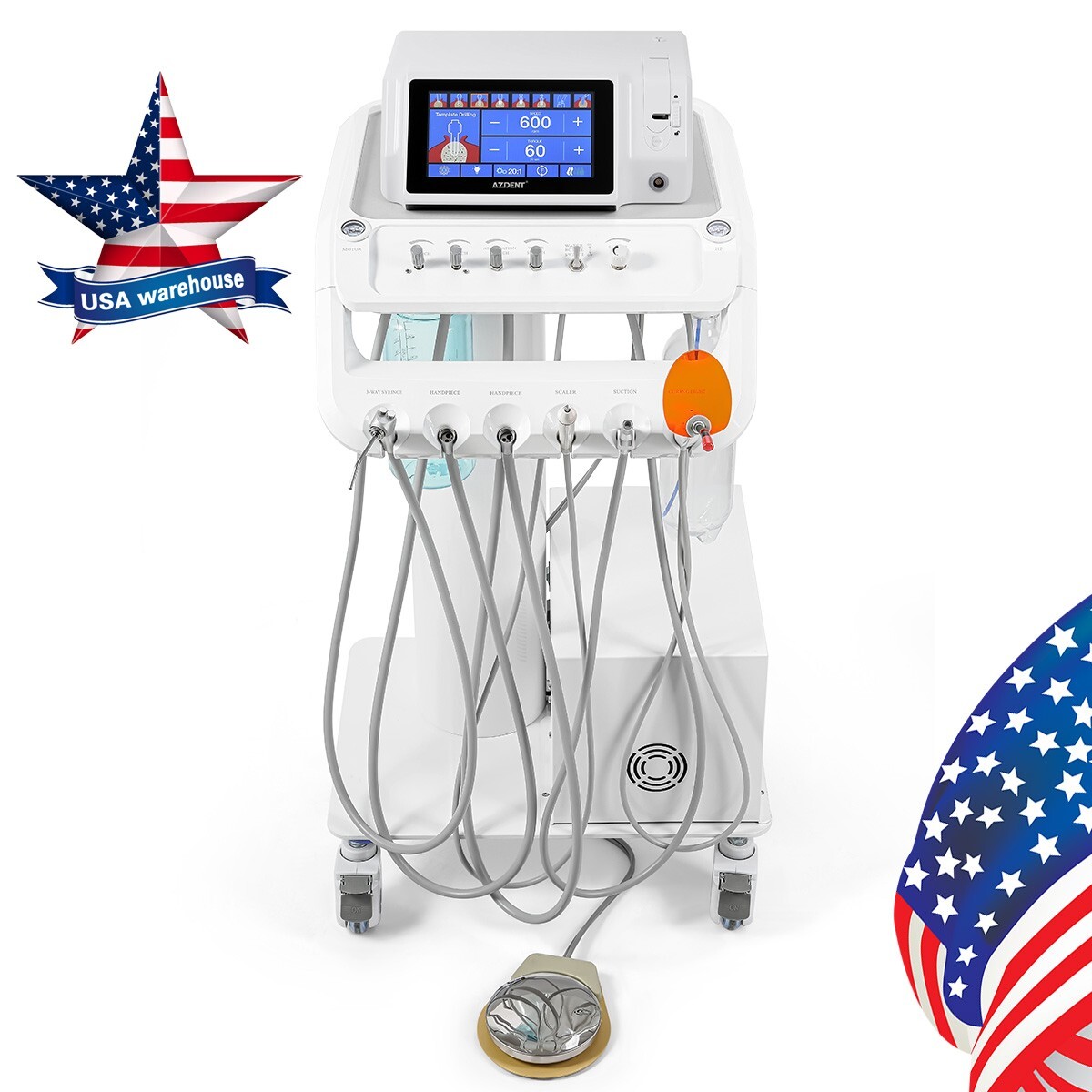 Portable Dental Delivery Unit Syringe Suction Turbine With Air Compressor UPS