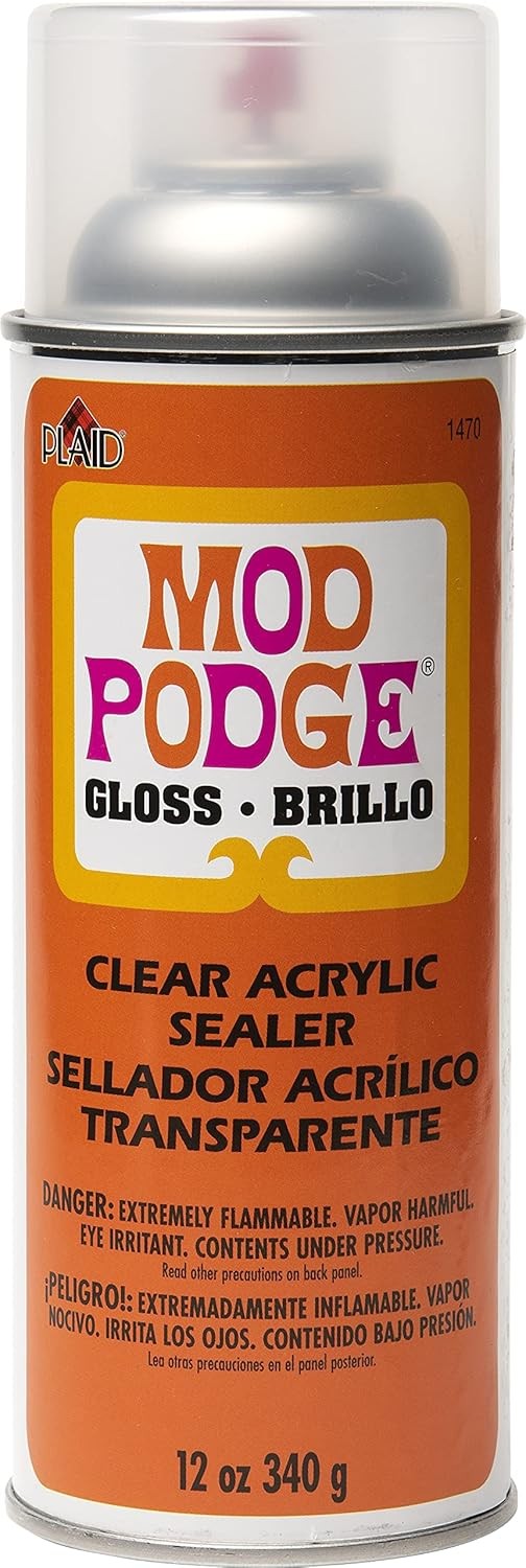 Mod Podge Spray Acrylic Sealer that is Specifically Formulated to Seal Clear