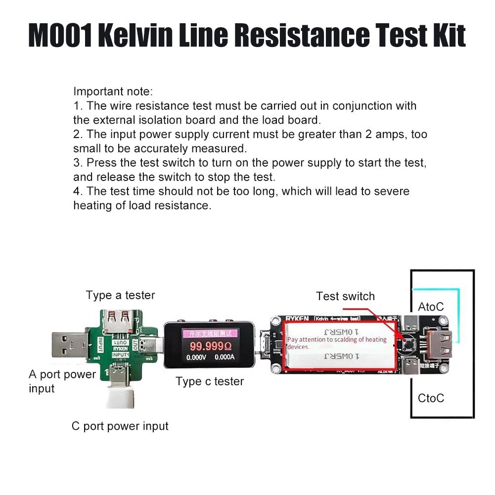 Portable Kelvin Wire Current Voltage Meter M001 with High Speed Data Transfer