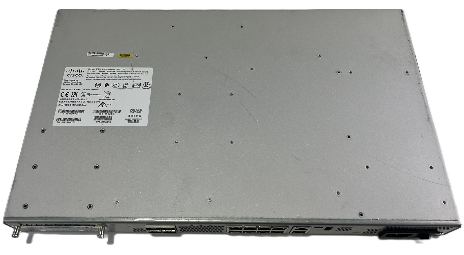 Cisco FPR-1120 V01 Firepower Network Security Firewall w/Power Cable