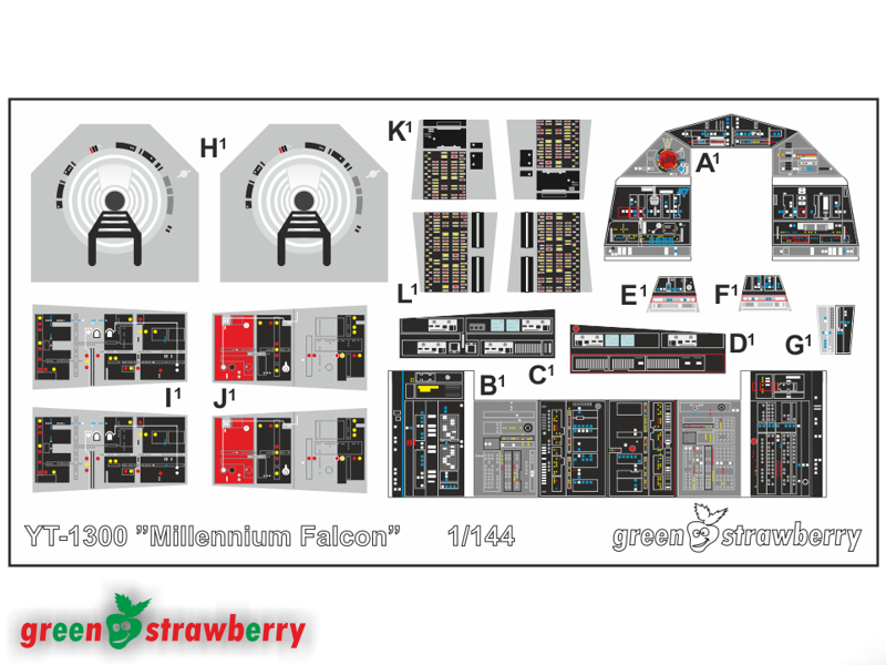 Green Strawberry 1/144 YT-1300 Millennium Falcon Star Wars Photo Etch Set