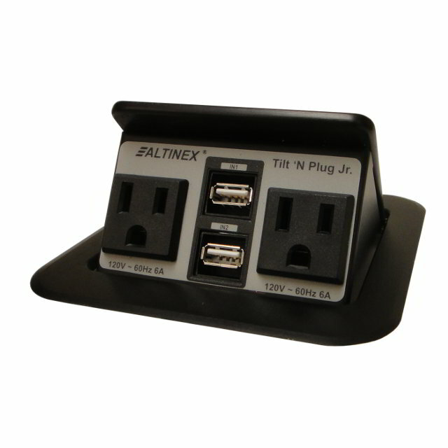 Altinex TNP155-b Tilt n Plug Jr Tabletop Interconnect Box w 2x2 Charging USB