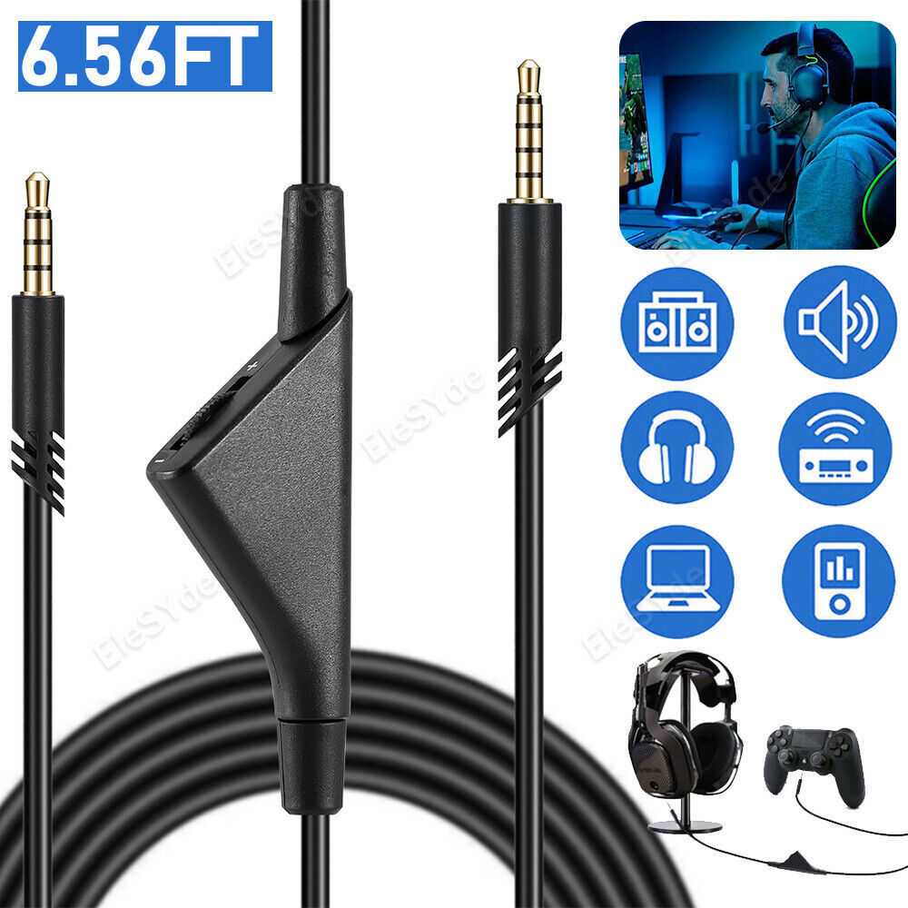 Gaming Headset Audio Cable Aux Chat 3.5MM Jack Cord For Astro A10 A40 G233 G433