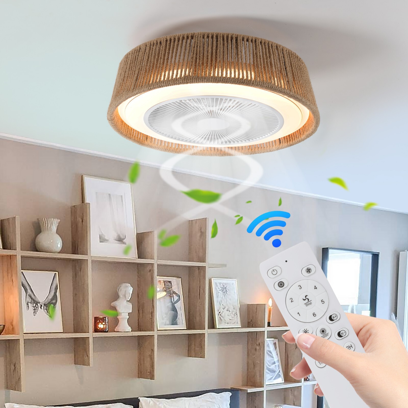 21" Modern White 8-Blade Smart LED Ceiling Fan